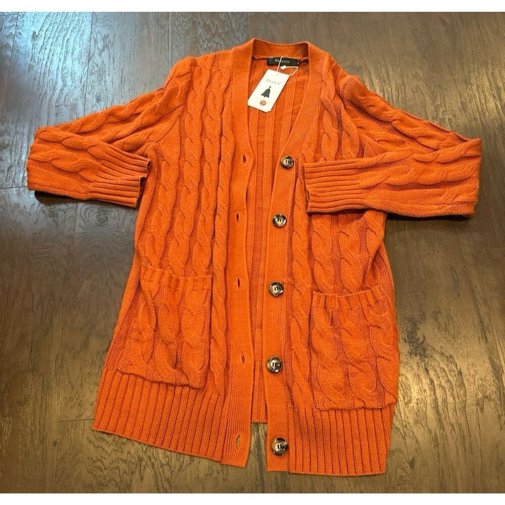 ZESICA LONG SLEEVE OPEN FRONT WAFFLE‎ KNIT SWEATER CARDIGAN